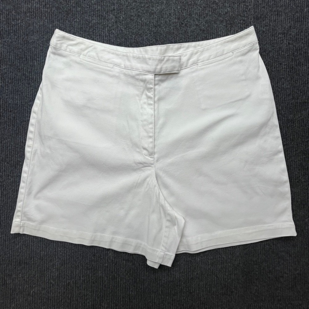 Liz Claiborne Liz Sport White Pique Shorts Size 16 Vintage Preppy Cotton Stretch